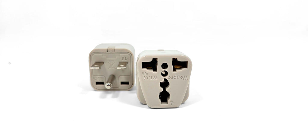 Front view of two Products International Plug Adapter 6-15 Plug to Universal Receptacle