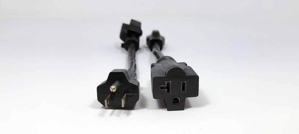 2 Adapter Cord 15A NEMA 5-15 Plug/20A NEMA 5-20 Receptacle showing both ends of plug