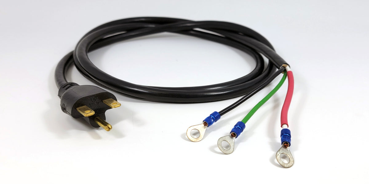 Appliance Cord, 208-250 volts 6 foot 14-3 AWG cord NEMA 6-15 plug, 1/4 ring terminals